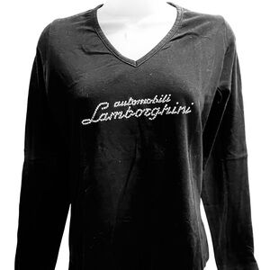 Lamborghini Black V-Neck Top with Logo